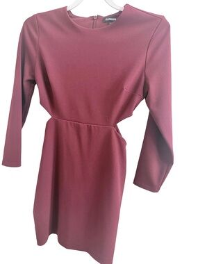 Express Long Sleeve Burgundy Sheath Dress
